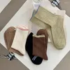 Women Socks Autumn Korean Style Simple Solid Color Breathable Casual Female Crew Absorb Sweat Cotton Striped