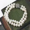 whole Two Strands 6-7mm White Cream Patoto Freshwater Pearl Bracelet2596