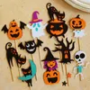 Other Event Party Supplies Happy Halloween felt witch hat bat ghost pumpkin Cake Topper Trick or Treat Dessert Decoration 231009