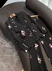 2023 Autumn Black Floral Print Two Piece Pants Sets Long Sleeve Notched-Lapel Single-Breasted Blazers Top With Flare Trousers Pants Set Two Piece Suits O3O072713