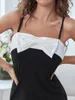 Vêtements de nuit pour femmes sans manches d'été chemise de nuit noire longue robe de sommeil sexy comme loisirs vêtements de maison arc vêtements de nuit robe longue