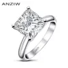 AINUOSHI 925 sterling zilver 3 karaat prinses geslepen verlovingsring voor vrouwen Sona gesimuleerde diamanten jubileumsolitaire ring Y11257h