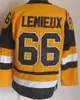 CCM Hockey Retro 66 Lemieux Vintage Jersey går i pension Klassiskt broderier och sy ren bomull för sportfans Pullover Team Black White Blue Gul Borect High High