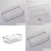 Bathroom Shelves Bathroom Wall Mounted Rectangar Net Basket Single Layer Deep Storage Rack Non Perforated Shower Home Garden Bath Bath Otf3D