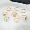 Кольца кластера, винтажные цветные камни, набор колец с геометрическим рисунком, женские трендовые корейские круглые смоляные кольца на палец для женщин и девочек, ювелирные изделия, подарок на вечеринку