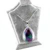 Mystic Quartz Steen Zilveren Hanger Kettingen Natuurlijke Mystic Rainbow Stone Sieraden Vrouwen Ketting Grote Stenen Hanger