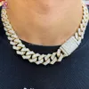 Högkvalitativ 925 Sterling Silver Fashion Jewelry 13mm 14mm 15mm Gold Plating Iced Out VVS Moissanite Hip Hop Cuban Link Chain