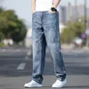 Jeans da uomo Estate Autunno Manica dritta ampia Gamba larga larga Pantaloni lunghi casual elasticizzati di mezza età da uomo