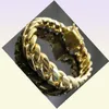 Mens Miami Cuban Link Chain Bracelet Solid 14k Gold Plated Stainless Steel319Q4524554