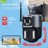 EDOOMI IP WiFi Outdoor 12MP 6K Camera PTZ 10X Hybrid Zoom Auto Tracking Three Lens Dual Screen Waterproof Security CCTV Cam