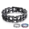 19mm Heavy Punk Rock Men's Rainbow Blue Bike Biker Motorcycle Chain Bracelet Jewelry Black titanium steel Bicycle Bracelet Ba216u