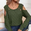 Damenpullover, lockerer Pullover für Damen, Herbst und Winter, modisch, langärmelig, sexy, aushöhlen, gestrickt, T-Shirt-Oberteil