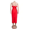 Kırmızı Kadın Lady Maxi Uzun Bandaj Bodycon Elbise Blingbling Beadings Party Akşam Resmi Elbise Elbiseler ZF3019