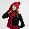 9989 осенне-зимний однотонный плюшевый вязаный шарф-перчатка, комплект из трех предметов, уличная утолщенная и теплая шерстяная шапка для детей