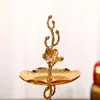 Bottiglie di stoccaggio Portafrutta dorata in stile classico europeo Tavolino da salotto per la casa Ornamenti per snack a due strati