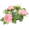 Bougeoirs couronne de table fleur artificielle anneau guirlande fleurs anneaux pilier bougies soie florale