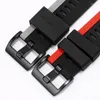 Watch Bands Waterproof And Soft Silicone Watchband 20 22mm Black Red Rubber Bracelet Replacement Strap For Huawei GT 2 E Quick Release