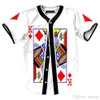 Carte da gioco estive T-shirt Camicia cardigan da uomo Maglietta aperta con bottoni stampati Poker K per uomo207C