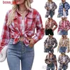 2023 Women's Plaid Shirt Autumn And Winter New Casual Designer Tops Fashion Oversize Loose Long Sleeved Shirts206R