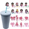 cartoon fashion girl straws cap pvc drink accessories straws toppers cover dust plug party decoration straws Protection