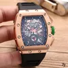 Horloges Rubber Herenhorloge Saffier Automatisch Mechanisch Rosé Goud Zilver Zwart Groen GMT Dual Time Skeleton Dial Horloges