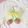 Decoratieve Bloemen 1PC Hand Breien Aardbei Gehaakte Vruchten Handgemaakte Afgewerkte Katoenen Nep Fruit Voor Haarspeld Accessoires Hoed Kleding