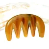 Andra massageföremål Natural Ox Horn Gua Sha Massage Comb för Huvudhals Kroppsvård Relax 5-Tooth Widened Meridian Comb Keratin Anti-Hair Loss 231009