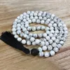 108 Howlite Knutt Mala halsband lava stenhänge med svart tofs halsband känslomässig lugnande helande smycken245q