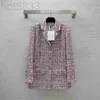 Giacca da donna Abiti firmati da donna Nuovo nastro di seta colorato tessuto tweed tessuto Fodera camelia Cappotto con bavero da donna Abbigliamento donna di alta qualità 75JN