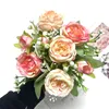 Dekorativa blommor Silk Roses Hydrangea Artificial Wedding Bouquet Vase For Home Decoration Accessories Christmas Garland Scrapbook