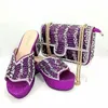 Dress Shoes QSGFC Luxury SSS Grade Purple Crystal High Heels Nigeria African Design Open Heeled Sandals Shoe Bag Set For Women's