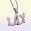 AZ Aangepaste naam Kleine letters Kettingen Hangscharm Men039S Zirkon Hip Hop -sieraden met 4 mm Gold Silver Rope Chain62662366215754