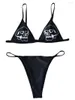 Costume da bagno da donna Costume da bagno bikini gotico da donna Y2K Simpatico micro reggiseno perizoma a vita alta con teschio gotico E-Girl