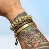 4pcSset Gold Hip Hop Bracelet de perle fait à la main Men de cuivre Pave CZ Zircon Crow