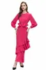女性用滑走路ドレスo首の長袖非対称のフリルエレガントなファッションハイストリートベスティドス