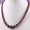 Natural Garnet Graduated Round Beads Necklace 17 Inch Jewelry For Gift F190 Chains176I