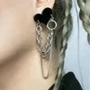 Stud Earrings 1pair Vintage Women Tassel Black Love Chain Girls Punk Party Ear Clips Drop Jewelry Accessories