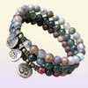 Mg0672 Picasso Jasper Ohm Bracelet Natural Crzay Agate Mala Beads Bracelet New Moss Agate Lotus Charm Bracelet2587137