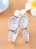 Relojes de pulsera Sailwind Luxury Crystal Women White Ceramic Ladies Watch Cuarzo Relojes de moda Muñeca para mujer