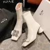 Bottes Hiver 2022 Nouveau Designer Crystal Chelsea Femmes Cheville Neige Talons Hauts Chaussures Décontractées Pompes Sexy Gladiateur Goth Bottines 231009