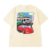 21ss Lente Zomer Unisex Auto t-shirt USA noodlijdende Vintage Tee Skateboard Mannen Vrouwen High Street Fashion Hip Hop Tshirt nieuwe Color215S