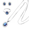 Halsband örhängen set Dainty Sapphire Suit Crystal Pendant Gift Fashion Eloy Pendants Miss