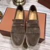 New Season Suede leather Mens Loros Walk shoes luxury sneakers nubuck Lock designer Flats Slip-on dress shoe Large size 45 46