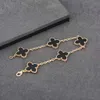 Vanish Designer Vans Clover Lucky Fourleaf Clover Bracciale con cinque fiori da donna Colore oro intarsiato in agata nera Bracciale per beauty case per regalare alla fidanzata un regalo di fascia alta