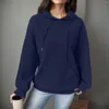 Kvinnors hoodies Womens hoodie med lös pullover långärmad skarvad strängficka tröja sport fleece mjuk