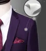 Costumes pour hommes 2023 Costume pour hommes violet 2 pièces formel revers cranté Tuxedos d'affaires garçons d'honneur Blazer pantalon