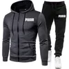 Tracksuits dos homens Mens Sweatpants Duas Peças Ternos 2023 Inverno Impressão Zipper Com Capuz Moletom Casual Fitness Jogging Calças Esportivas Conjuntos