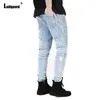 Jeans pour hommes Hommes Skinny Denim Pantalon 2023 Automne Plissé Bas Pantalon Mâle Trou Ripped Crayon Pantalon Hommes Vêtements