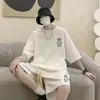 Männer Trainingsanzüge Koreanische Mode Männer Kurze Sets Hip Hop Rock Casual Kurzen Anzug Lustige Bär T-shirts Shorts 2 Stück Set sommer Trainingsanzug Männer 231009