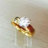 Stor Zircon Cz Diamond 18K Gold Plated 316L rostfritt stål bröllop fingerringar män kvinnor smycken hela lots287f